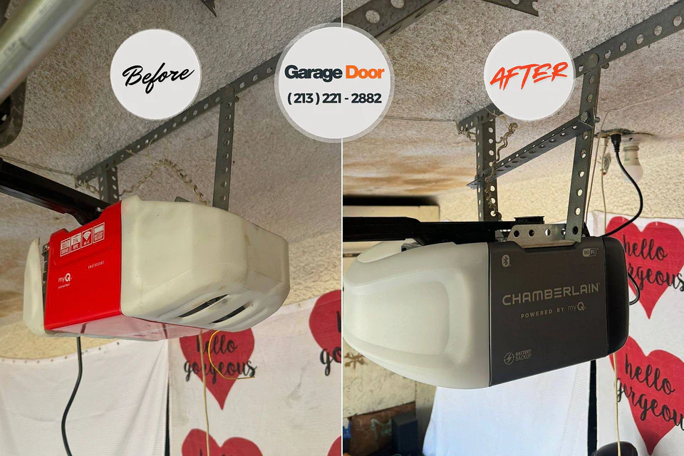 Before and after: garage door repair Bethany, OK